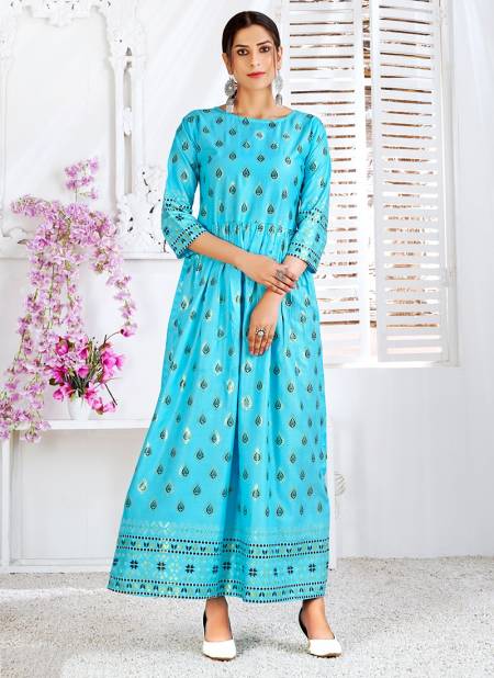 Sky Blue Colour Minakari 2 Rahul NX New latest Designer Ethnic Wear Rayon Gown Collection 1006